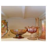 Collection of Iridescent Carnival Glass Decor Pieces