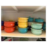 Set of Colorful Ceramic Soup Crocks with Lids