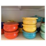 Set of Colorful Ceramic Soup Crocks with Lids