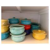 Set of Colorful Ceramic Soup Crocks with Lids