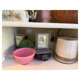 Collection of Decorative Vases, Ceramic Holders, and Decorative Clock