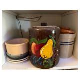 Collection of Vintage Stoneware Crocks, Lidded Jar, and Ceramic Bowls