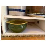 Collection of Vintage Stoneware Crocks, Lidded Jar, and Ceramic Bowls