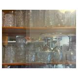 Collection of Vintage Glassware Including Tumblers, Goblets, and Serving Pieces