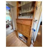 Tall Wooden Hutch with Glass Doors and Storage Shelves