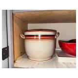 Vintage Kitchenware and Collectibles Assortment with Crock, Bowls, Jug, and Decorative Box