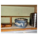Vintage Kitchenware and Collectibles Assortment with Crock, Bowls, Jug, and Decorative Box