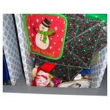 Collection of Kitchen Knives, Utensils, and Holiday-Themed Pot Holders