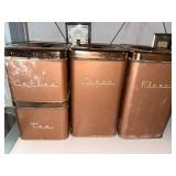Set of 4 Vintage Copper Metal Kitchen Canisters
