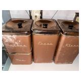 Set of 4 Vintage Copper Metal Kitchen Canisters