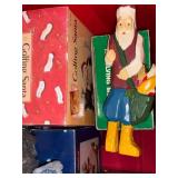 Christmas Holiday Decor Collection with Musical Figurines and Santa Dolls
