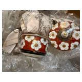 Japanese Floral Teapot with Lidded Bowls and Glass Dishes Set