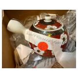 Japanese Floral Teapot with Lidded Bowls and Glass Dishes Set