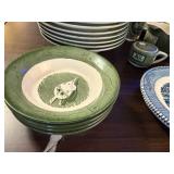Colonial Homestead Green Transferware Dish Set by Royal USA