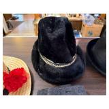 Collection of Vintage Hats and Spats Including Straw, Felt, and U.S. Open Styles
