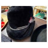 Collection of Vintage Hats and Spats Including Straw, Felt, and U.S. Open Styles