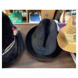 Collection of Vintage Hats and Spats Including Straw, Felt, and U.S. Open Styles