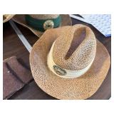 Collection of Vintage Hats and Spats Including Straw, Felt, and U.S. Open Styles