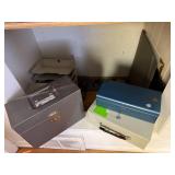 Lot of 3 Metal Cash Boxes and 2 Office Desk Organizers