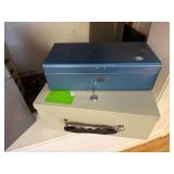 Lot of 3 Metal Cash Boxes and 2 Office Desk Organizers
