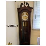 Traditional Wooden Grandfather Clock with Brass Pendulum 74in