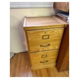 Wooden Two-Drawer File Cabinet with Brass Handles