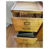 Wooden Two-Drawer File Cabinet with Brass Handles