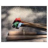 Lot of 4 Vintage Wooden Baseball Bats and 4 Croquet Mallets