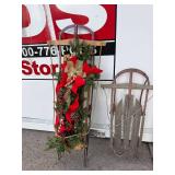 Set of 3 Vintage Wooden Sleds with Holiday Decor