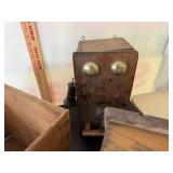 Antique and Vintage Rotary Telephones with Wooden Wall Mount Boxes - Collection of 3