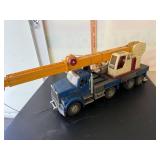 Vintage Metal and Plastic Toy Crane Truck with Extendable Boom