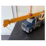 Vintage Metal and Plastic Toy Crane Truck with Extendable Boom
