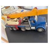 Vintage Metal and Plastic Toy Crane Truck with Extendable Boom