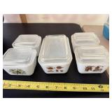 Set of 5 Vintage Pyrex Refrigerator Dishes with Lids