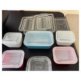 Set of 6 Vintage Glass Refrigerator Storage Dishes with Lids