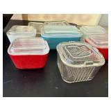 Set of 6 Vintage Glass Refrigerator Storage Dishes with Lids