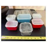 Set of 6 Vintage Glass Refrigerator Storage Dishes with Lids