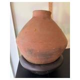 Vintage Handcrafted Clay Pot with Base