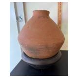 Vintage Handcrafted Clay Pot with Base