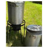 Outdoor Turkey Fryer with Aluminum Stock Pots with Lids and Propane Burner Stand