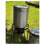 Outdoor Turkey Fryer with Aluminum Stock Pots with Lids and Propane Burner Stand