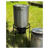 Outdoor Turkey Fryer with Aluminum Stock Pots with Lids and Propane Burner Stand