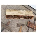Lot of Vintage Woodworking Clamps, Mallets, and Small Hardware Drawer Set