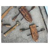 Lot of Vintage Woodworking Clamps, Mallets, and Small Hardware Drawer Set