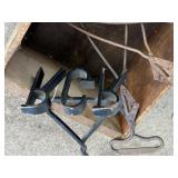 Collection of Vintage Branding Iron and Blacksmith Tongs