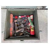 Vintage Metal Tool Box with Assorted Hand Tools