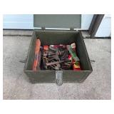 Vintage Metal Tool Box with Assorted Hand Tools
