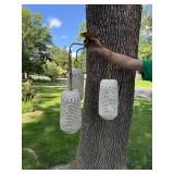 Vintage Hanging Triple Pendant Light with White Ceramic Shades