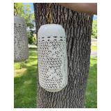 Vintage Hanging Triple Pendant Light with White Ceramic Shades