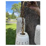 Vintage Hanging Triple Pendant Light with White Ceramic Shades